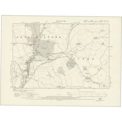 1924 Map of Suffolk LXXII.NE, 1928 Print