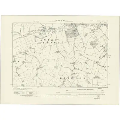 1924 Map of Suffolk LXXIII.NE, 1927 Print