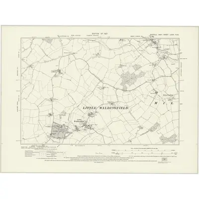 1924 Map of Suffolk LXXIII.NW, 1927 Print
