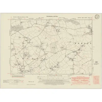 1938 Map of Suffolk LXXIII.SE, 1948 Print