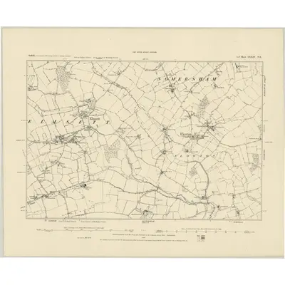 1881 Map of Suffolk LXXIV.NE, 1886 Print