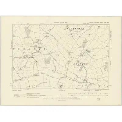 1902 Map of Suffolk LXXIV.NE, 1905 Print