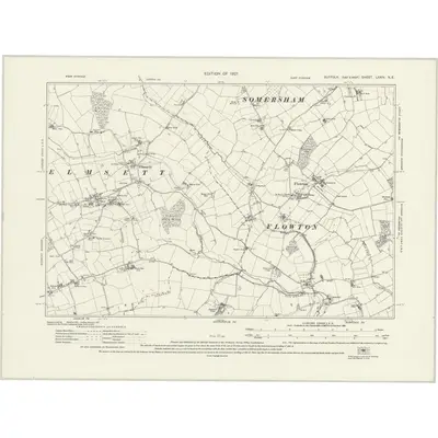 1924 Map of Suffolk LXXIV.NE, 1927 Print
