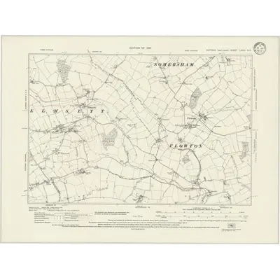 1924 Map of Suffolk LXXIV.NE, 1933 Print