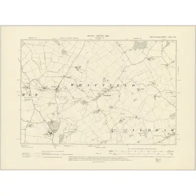 1902 Map of Suffolk LXXIV.NW, 1905 Print