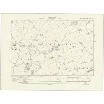 1924 Map of Suffolk LXXIV.NW, 1927 Print