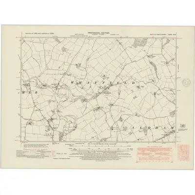 1938 Map of Suffolk LXXIV.NW, 1948 Print