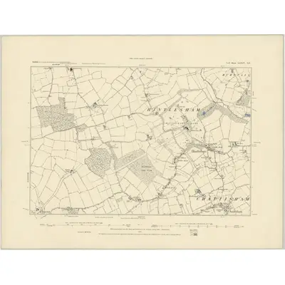 1881 Map of Suffolk LXXIV.SE, 1886 Print