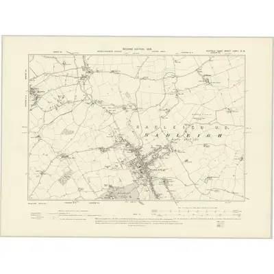 1902 Map of Suffolk LXXIV.SW, 1905 Print