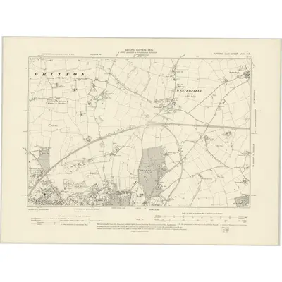 1902 Map of Suffolk LXXV.NE, 1905 Print