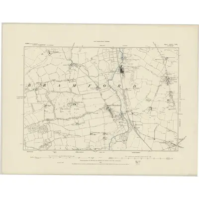 1881 Map of Suffolk LXXV.NW, 1884 Print