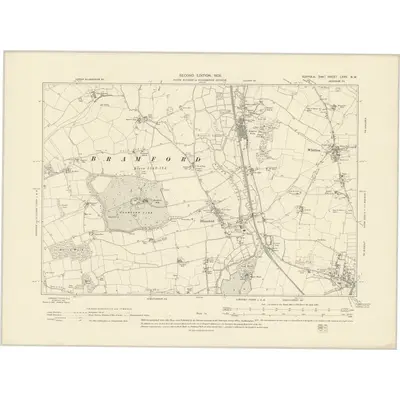 1902 Map of Suffolk LXXV.NW, 1905 Print
