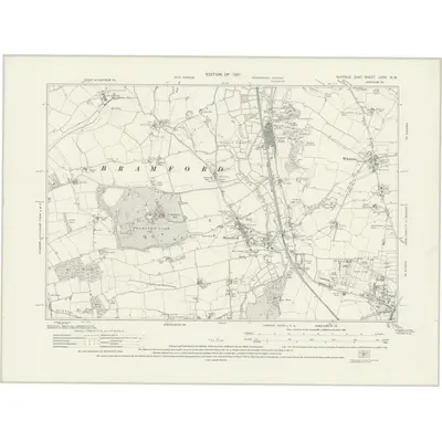 1924 Map of Suffolk LXXV.NW, 1927 Print