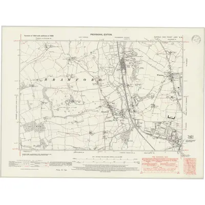 1938 Map of Suffolk LXXV.NW, 1947 Print