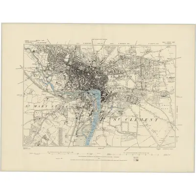 1882 Map of Suffolk LXXV.SE, 1884 Print