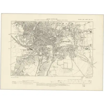 1902 Map of Suffolk LXXV.SE, 1905 Print