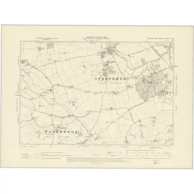 1902 Map of Suffolk LXXV.SW, 1905 Print