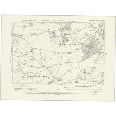 1924 Map of Suffolk LXXV.SW, 1927 Print