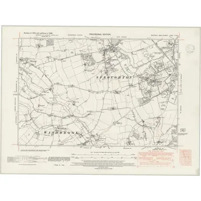 1938 Map of Suffolk LXXV.SW, 1947 Print