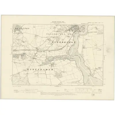 1902 Map of Suffolk LXXVI.NE, 1905 Print