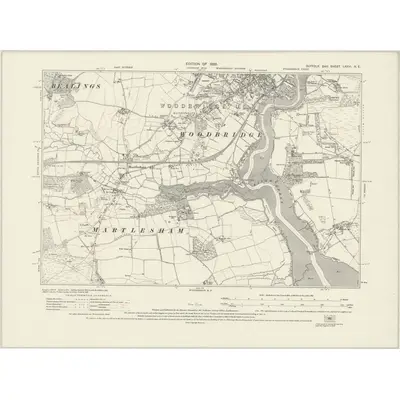 1925 Map of Suffolk LXXVI.NE, 1928 Print