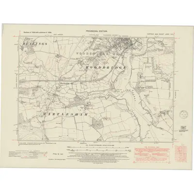 1938 Map of Suffolk LXXVI.NE, 1948 Print