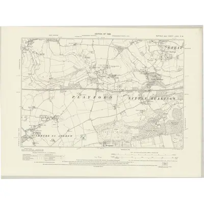 1925 Map of Suffolk LXXVI.NW, 1928 Print