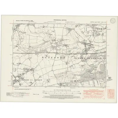 1938 Map of Suffolk LXXVI.NW, 1947 Print