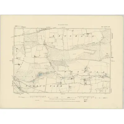1880 Map of Suffolk LXXVI.SW, 1884 Print