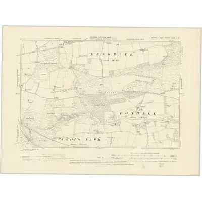 1902 Map of Suffolk LXXVI.SW, 1905 Print