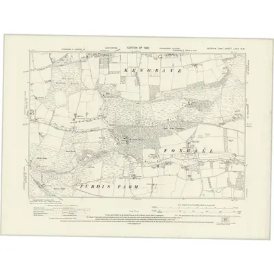 1925 Map of Suffolk LXXVI.SW, 1928 Print