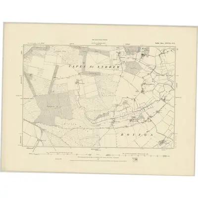 1880 Map of Suffolk LXXVII.NE, 1887 Print