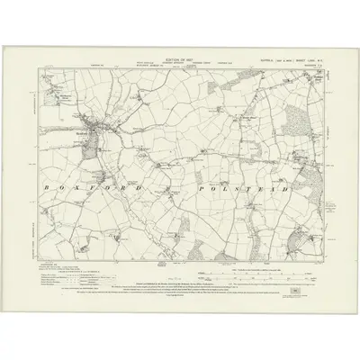 1924 Map of Suffolk LXXX.NE, 1927 Print