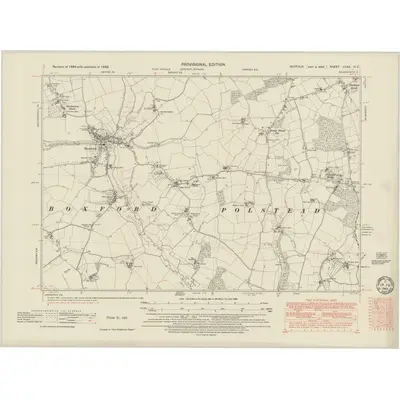 1938 Map of Suffolk LXXX.NE, 1949 Print
