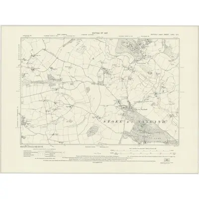 1924 Map of Suffolk LXXX.SE, 1927 Print