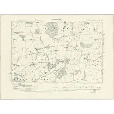 1924 Map of Suffolk LXXX.SW, 1927 Print