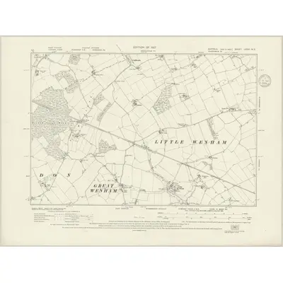 1924 Map of Suffolk LXXXI.NE, 1936 Print