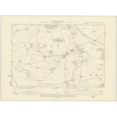 1902 Map of Suffolk LXXXI.NW, 1904 Print