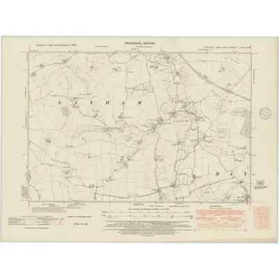 1938 Map of Suffolk LXXXI.NW, 1948 Print