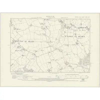 1924 Map of Suffolk LXXXI.SE, 1927 Print