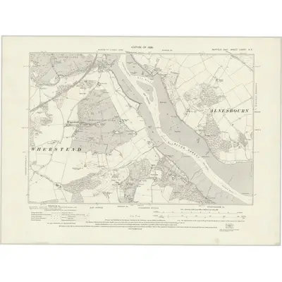 1924 Map of Suffolk LXXXII.NE, 1928 Print