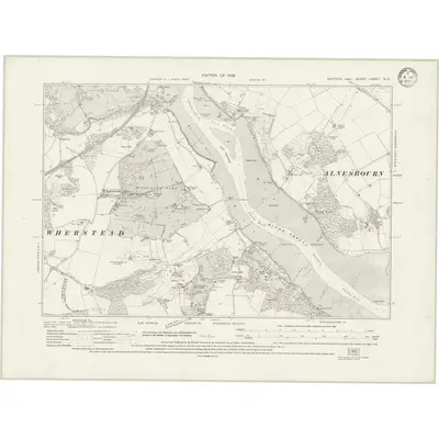1924 Map of Suffolk LXXXII.NE, 1933 Print