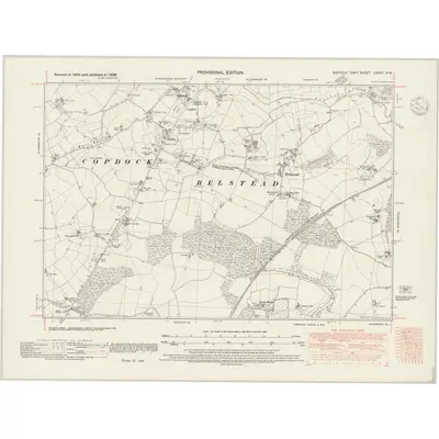 1938 Map of Suffolk LXXXII.NW, 1947 Print