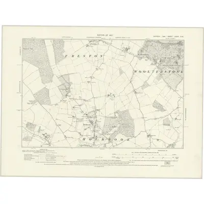 1924 Map of Suffolk LXXXII.SE, 1927 Print