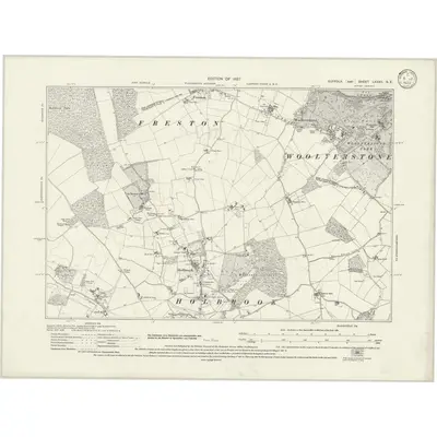 1924 Map of Suffolk LXXXII.SE, 1933 Print