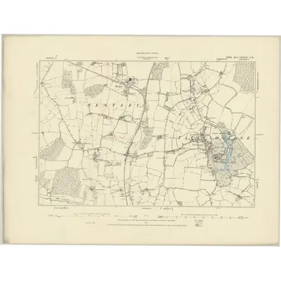 1881 Map of Suffolk LXXXII.SW, 1887 Print