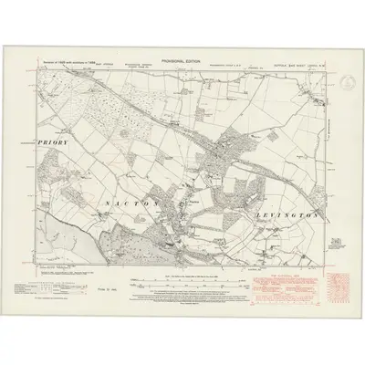 1938 Map of Suffolk LXXXIII.NW, 1947 Print