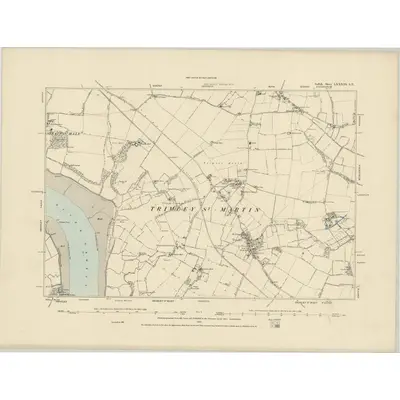 1881 Map of Suffolk LXXXIII.SE, 1886 Print