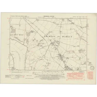 1938 Map of Suffolk LXXXIII.SE, 1949 Print
