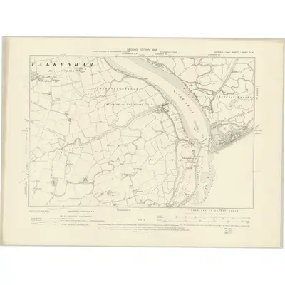 1902 Map of Suffolk LXXXIV.SW, 1905 Print